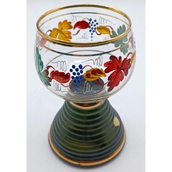 Reuge Musical Hand Painted Fall Leaves Floral Wine Glass Music Box - Picture 2 of 6